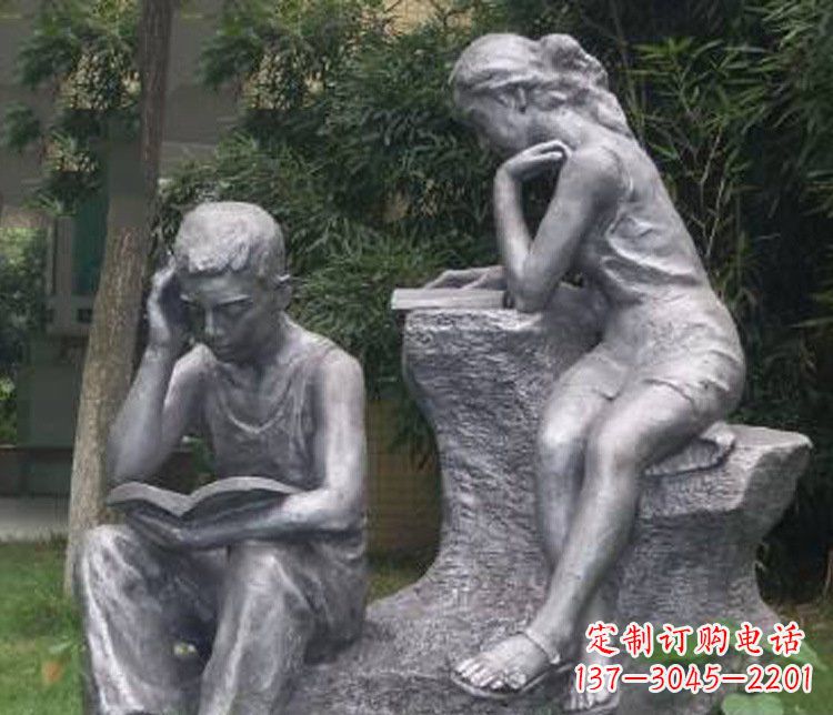 泰安铜雕校园读书学生摆件