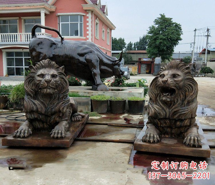 泰安铜雕银行门口狮子雕塑摆件