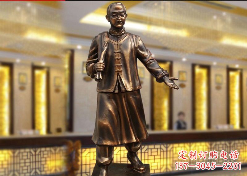 泰安铜雕迎宾人物店小二