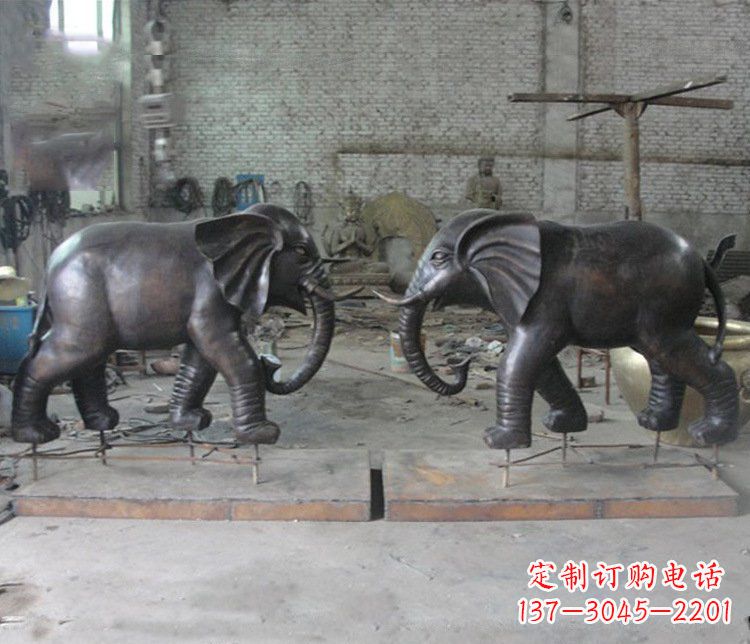 泰安铜雕园林动物大象雕塑 (2)