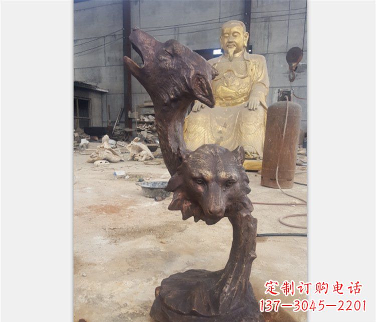 泰安铜雕园林金钱豹动物雕塑