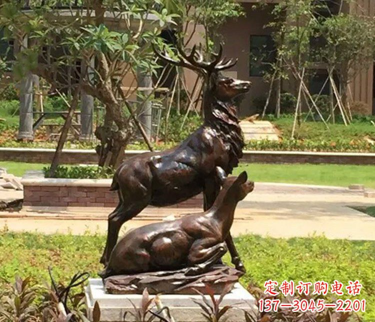 泰安铜雕园林梅花鹿雕塑摆件