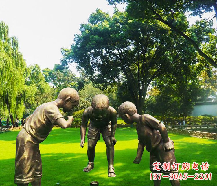 泰安铜雕园林玩陀螺儿童雕塑