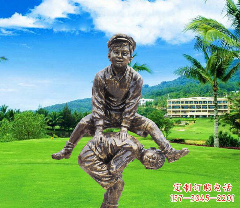 泰安铜雕园林玩游戏儿童雕塑