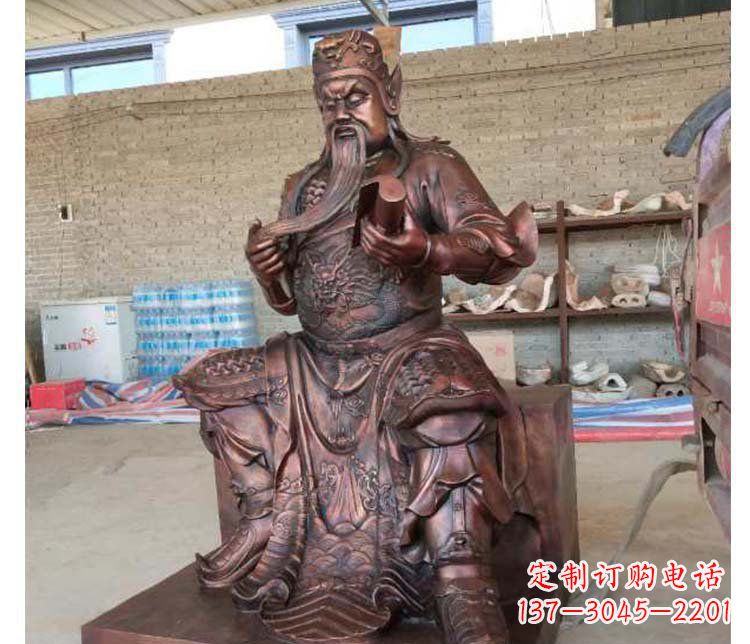 泰安铜雕镇宅关公寺庙神像雕塑摆件 (3)