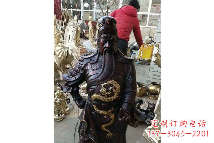 泰安铜雕镇宅关公寺庙神像雕塑摆件 (4)