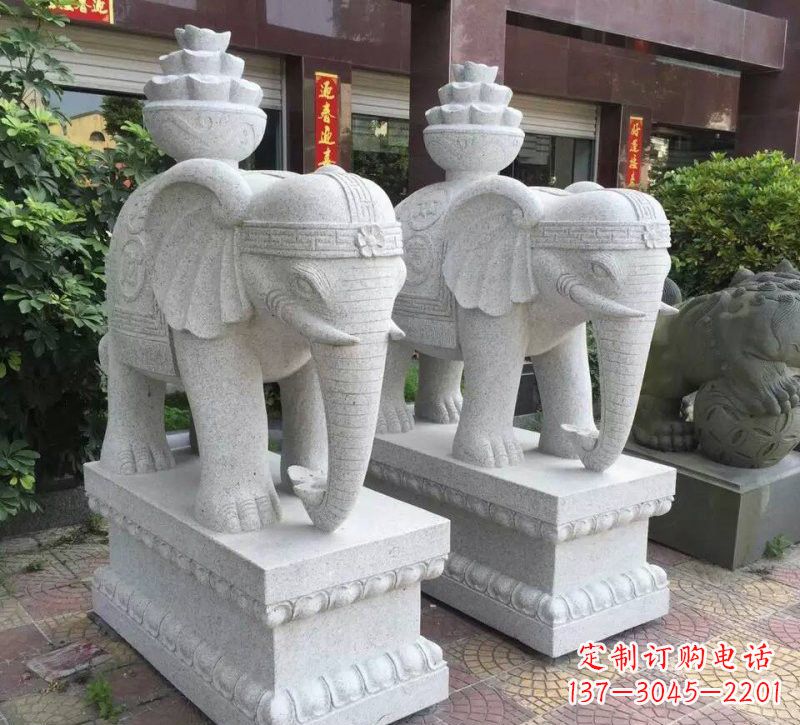 泰安驮元宝的大象石雕