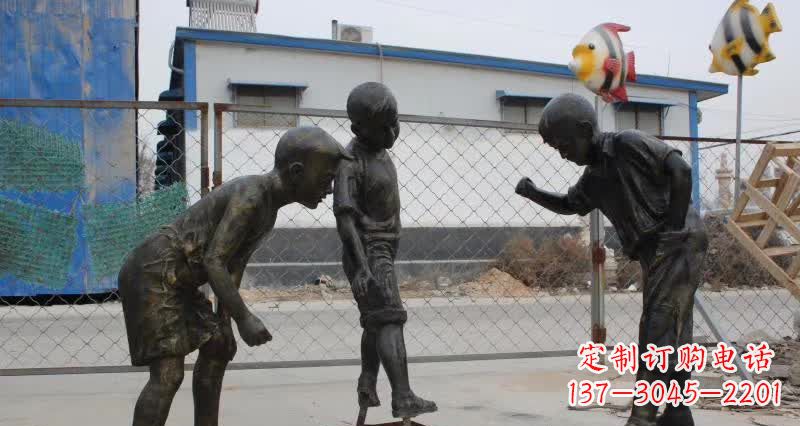泰安玩陀螺人物铜雕