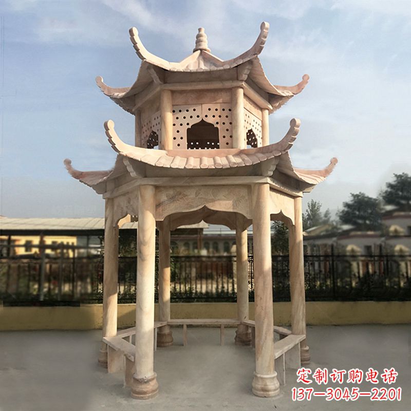 泰安晚霞红大理石凉亭雕塑