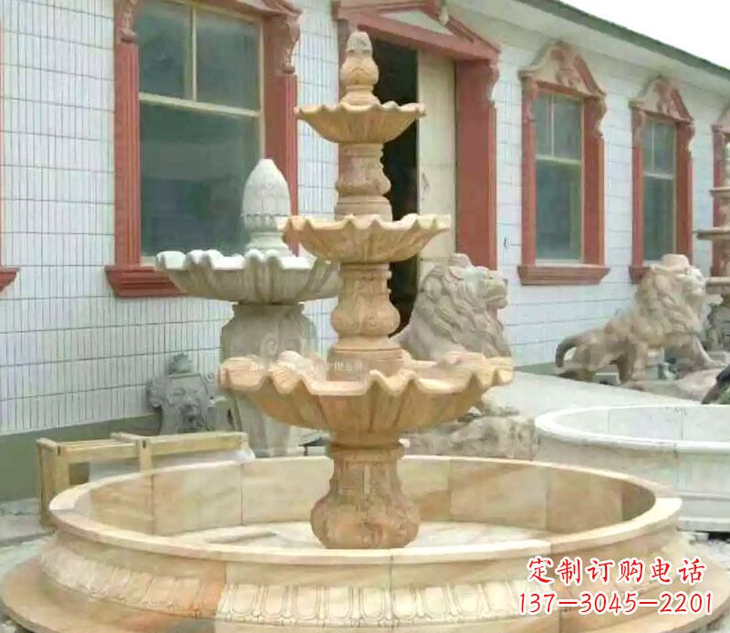 泰安晚霞红大型喷泉石雕 (3)