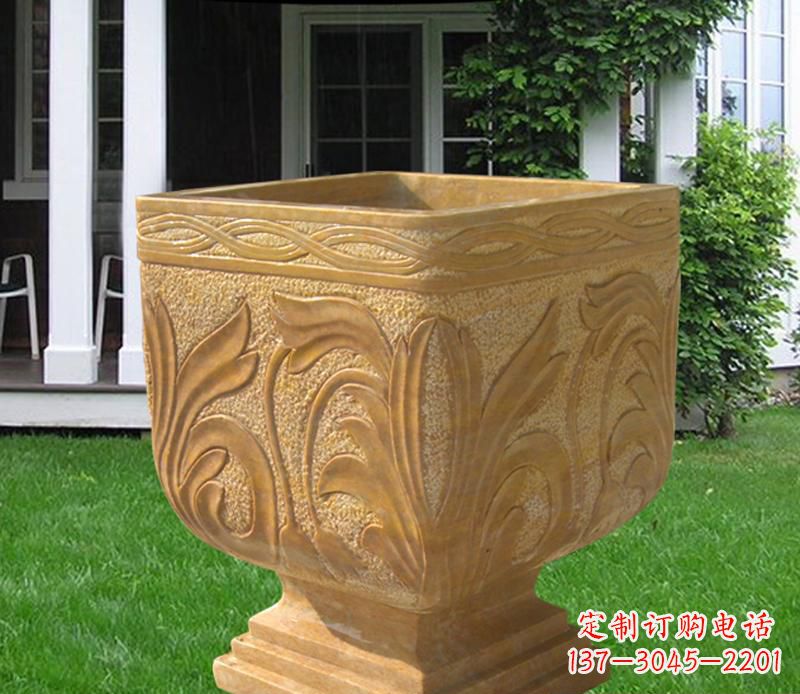 泰安晚霞红雕刻景观花盆雕塑