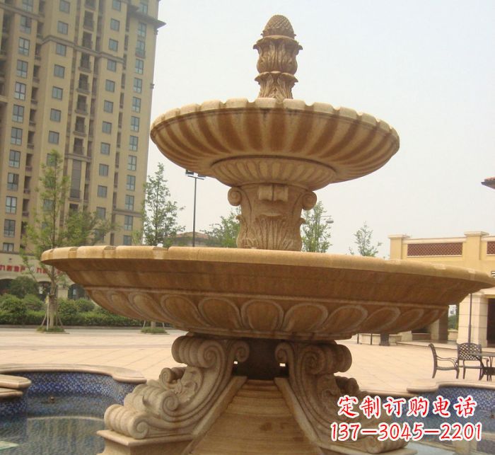 泰安晚霞红多层大型石雕喷泉 (5)