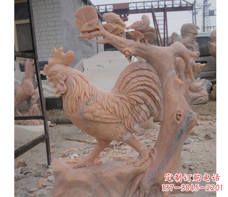 泰安晚霞红公鸡雕塑