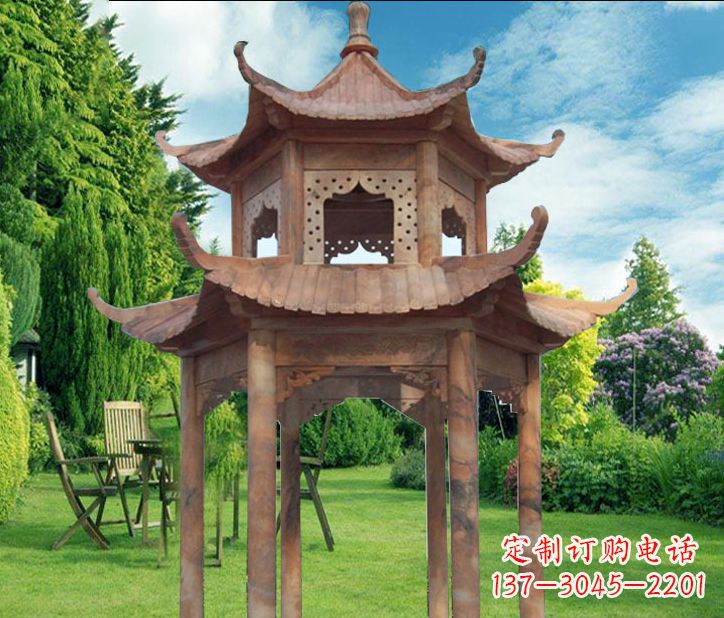 泰安晚霞红公园建筑凉亭