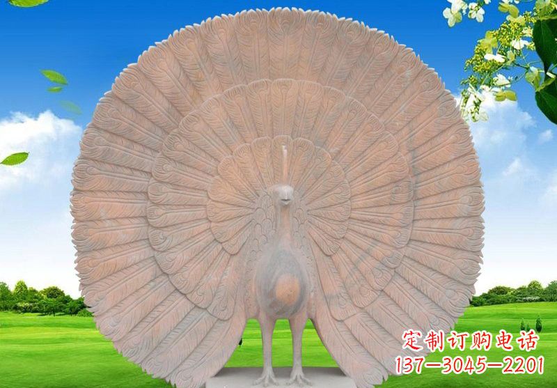 泰安晚霞红开屏孔雀雕塑