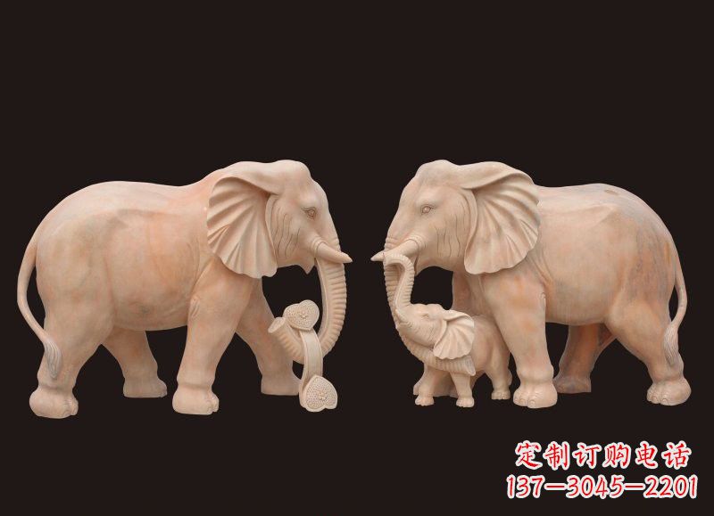 泰安晚霞红母子大象雕塑