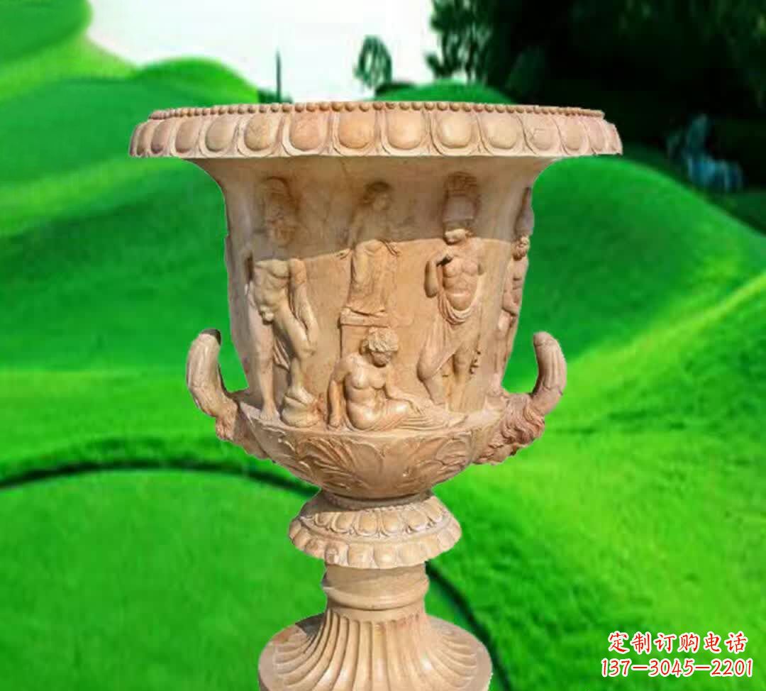 泰安晚霞红欧式花盆石雕