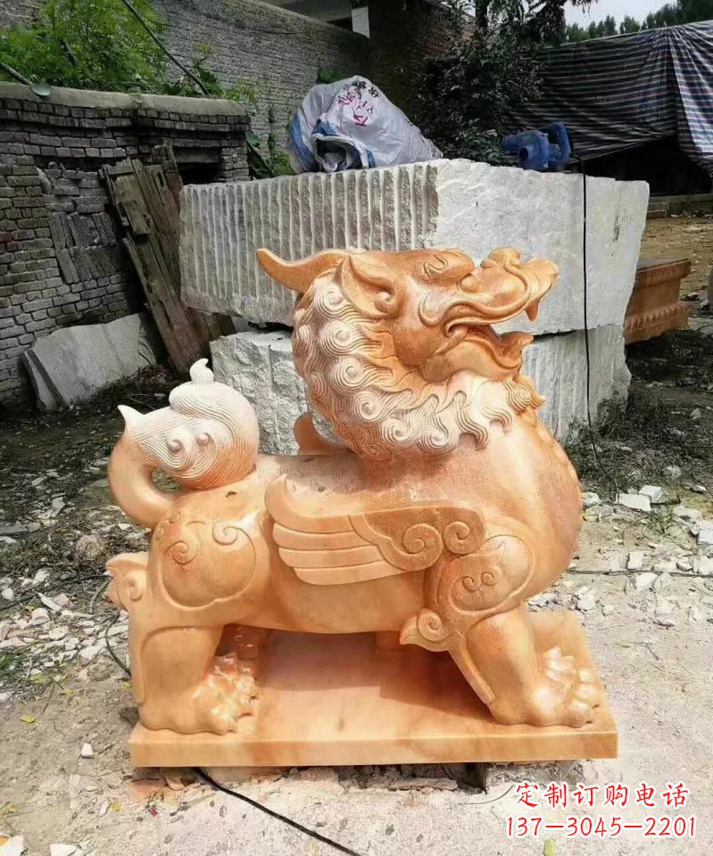 泰安晚霞红貔貅雕塑1