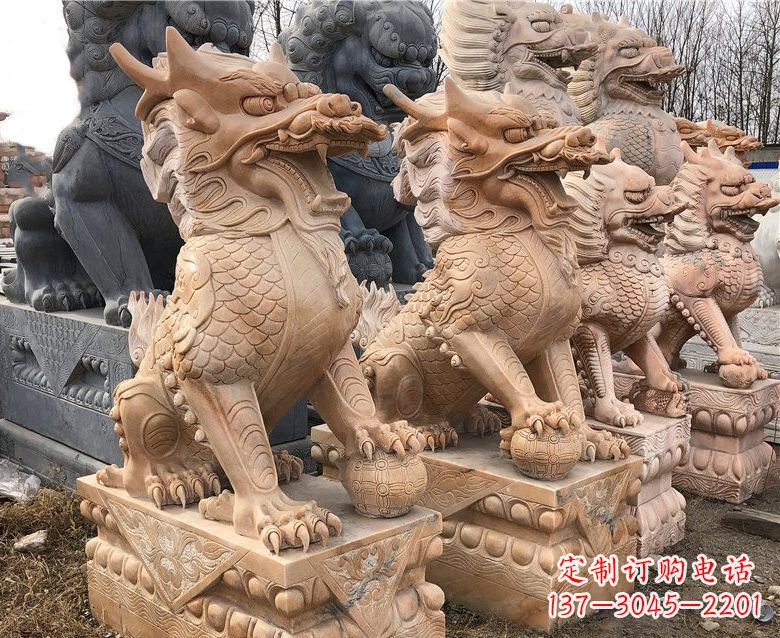 泰安晚霞红麒麟石雕 (2)