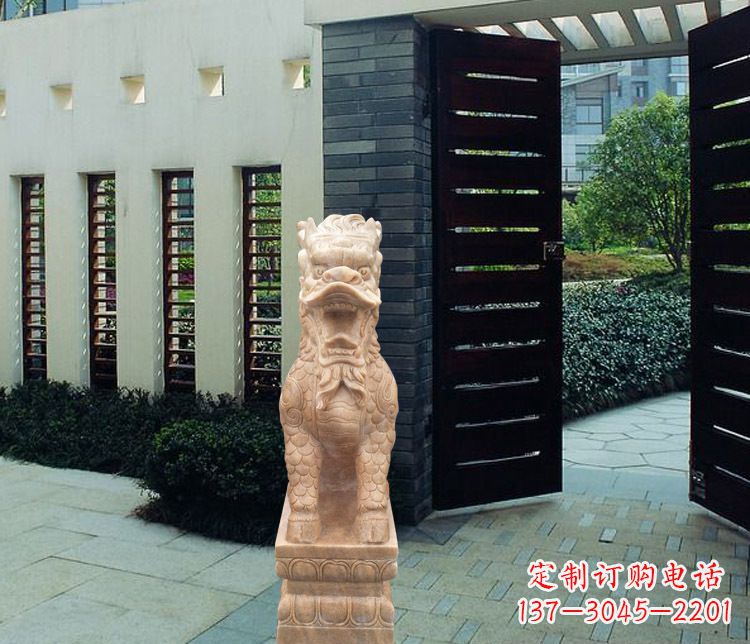 泰安晚霞红瑞兽麒麟雕塑