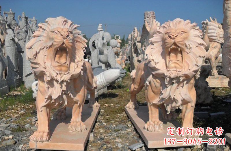 泰安晚霞红西洋狮子雕塑