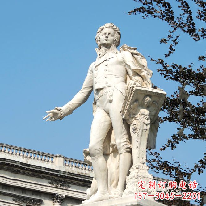 泰安维也纳古典乐派代表人物之莫扎特汉白玉石雕像