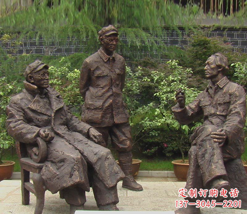 泰安伟人毛泽东刘伯承铜雕