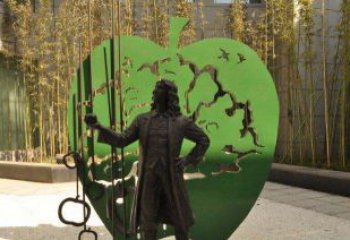 泰安拿着苹果的牛顿西方名人铜雕