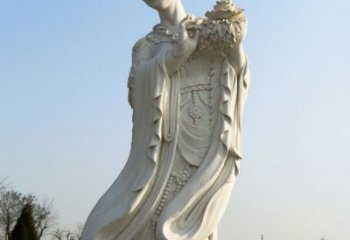 泰安古典美女雕塑——十二花神之四月牡丹杨玉环汉白玉