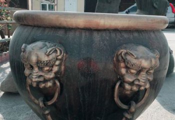 泰安铜雕圆形荷花水缸雕塑 (6)