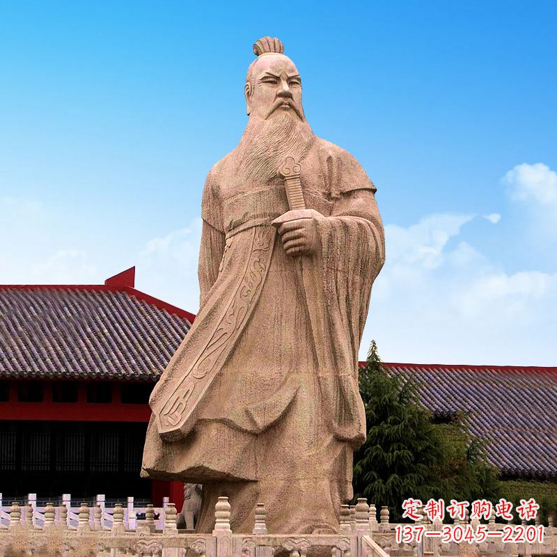 泰安魏武帝曹操砂岩石雕塑像