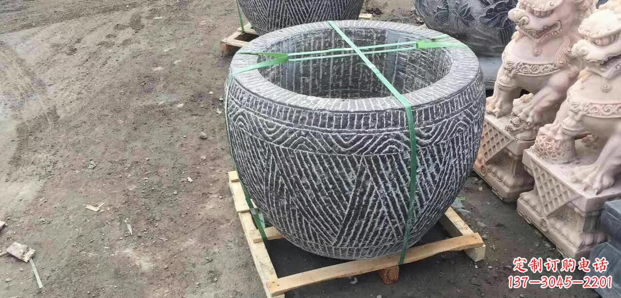 泰安纹理石浮雕水缸