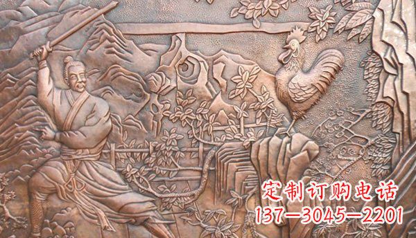 泰安闻鸡起舞黄铜壁画铜浮雕
