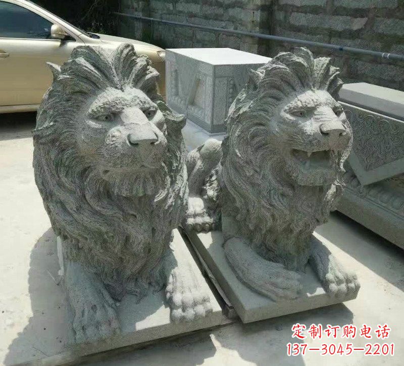 泰安卧式狮子石雕