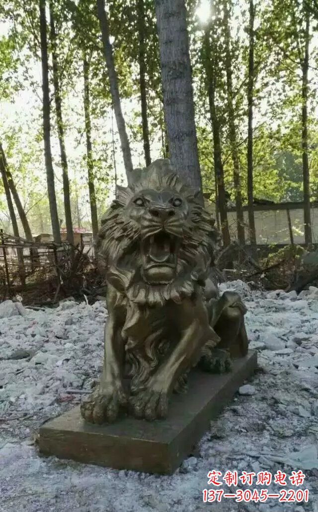 泰安卧着的西洋狮子铜雕 (2)