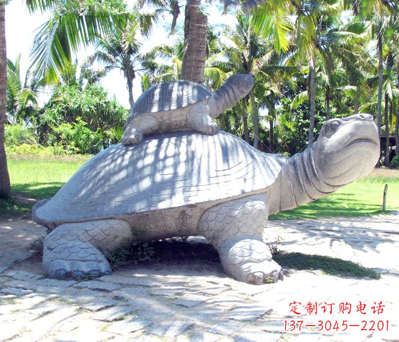 泰安乌龟母子石雕