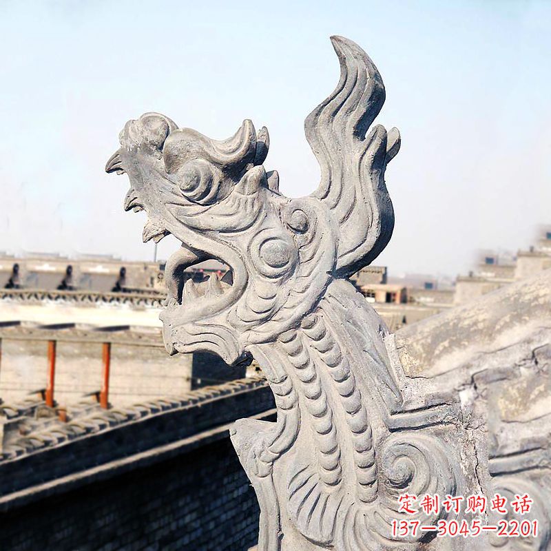 泰安屋脊鸱尾螭吻雕塑-古建装饰神兽动物雕塑