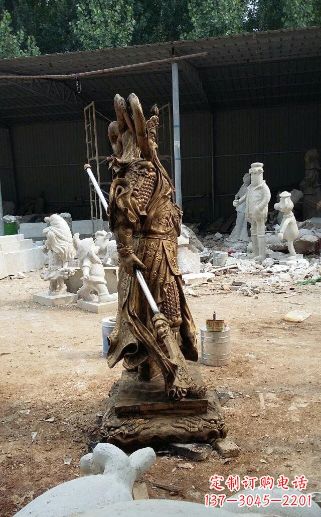 泰安武财神关公玻璃钢仿铜雕塑