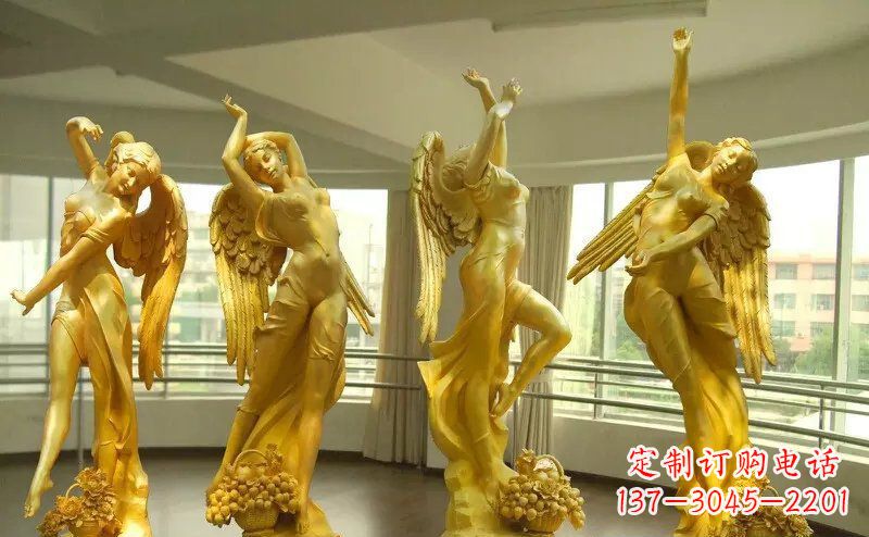泰安舞蹈四女神玻璃钢仿铜人物雕塑