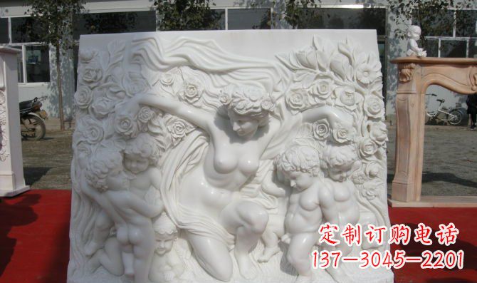 泰安西方女人与孩子汉白玉浮雕