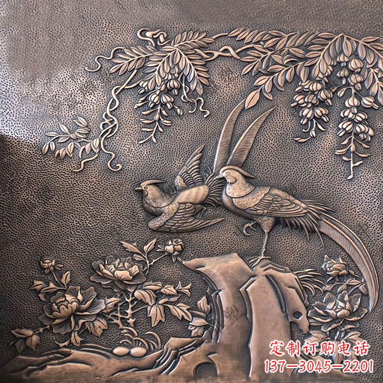 泰安喜鹊紫铜浮雕装饰画