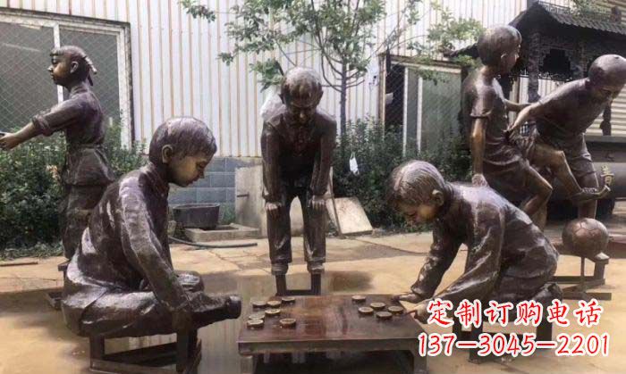 泰安下象棋儿童铜雕 (2)
