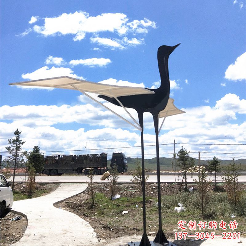 泰安仙鹤不锈钢遮阳亭景观雕塑