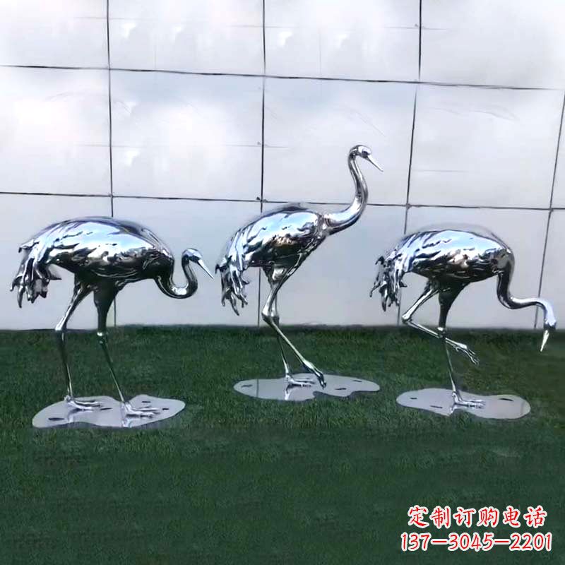 泰安仙鹤镜面不锈钢雕塑