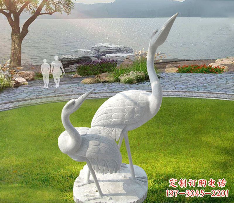 泰安仙鹤石雕公园动物雕塑