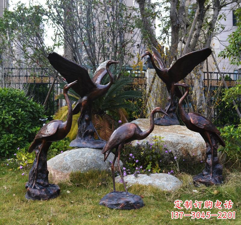 泰安仙鹤铜雕塑 (2)