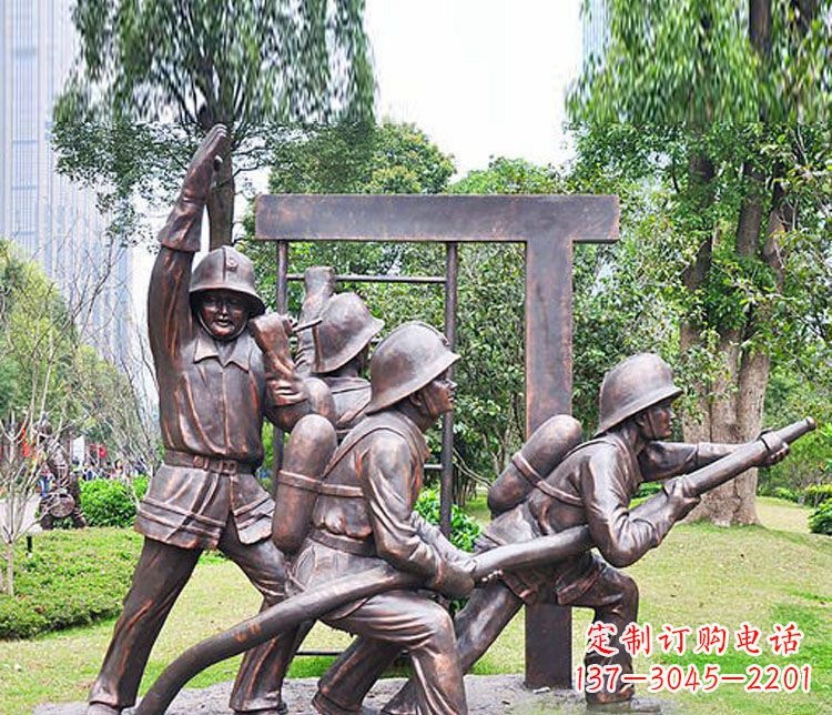 泰安消防员人物铜雕 (2)