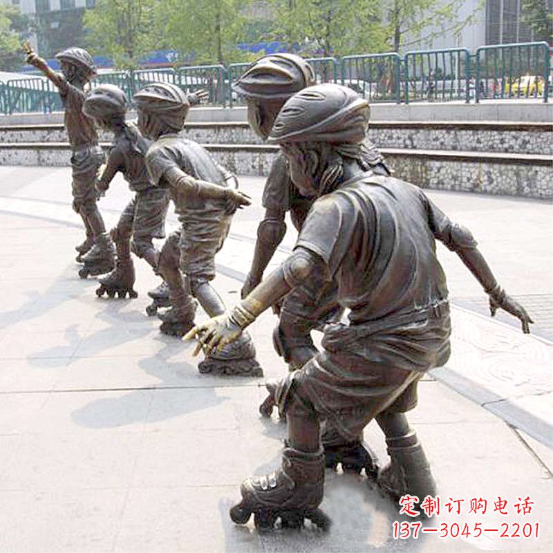 泰安小孩滑旱冰广场运动主题雕塑