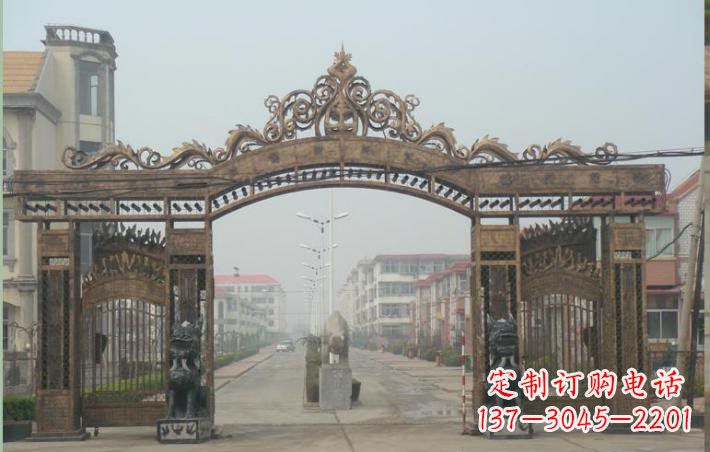 泰安小区不锈钢门口牌坊雕塑