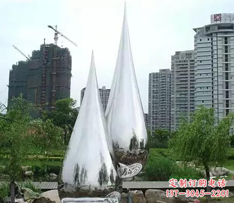 泰安小区不锈钢水滴雕塑